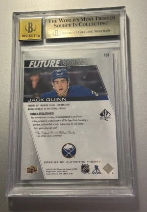 2022/23 SP Authentic Future Watch Auto Jack Quinn /999 BGS 9.5 Gem Mint Auto 10 back